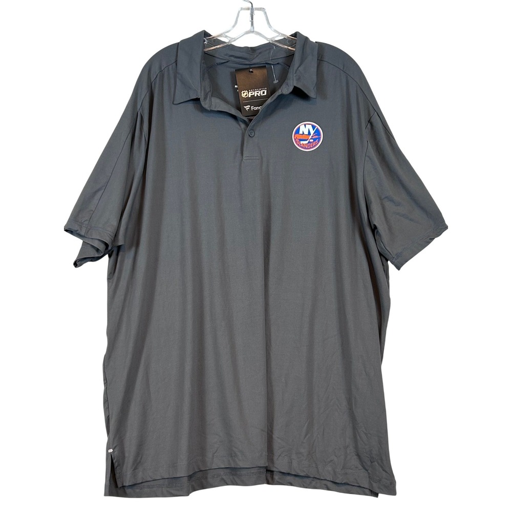 NWT Fanatics NHL Authentic Pro New York Islanders Men 3XL Gray Polo Shirt Hockey
